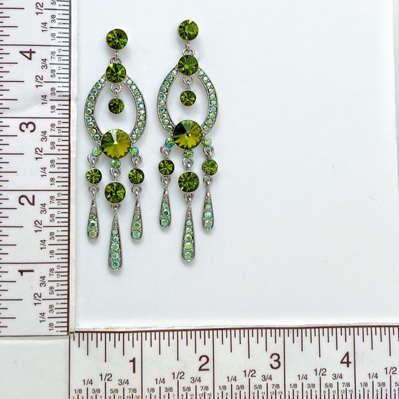 Olivine AB Austrian Crystal Chandelier Earrings e2 - Picture 4 of 4